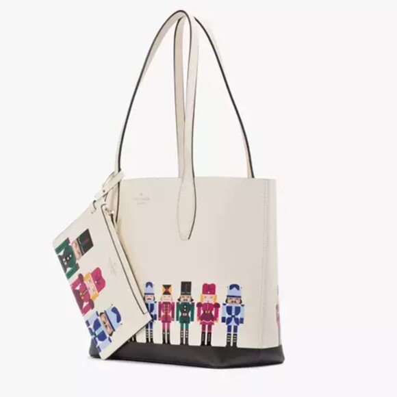 kate spade Oh What Fun Nutcracker Small Leather Tote with Zip Wristlet Set NWT - Picture 1 of 7